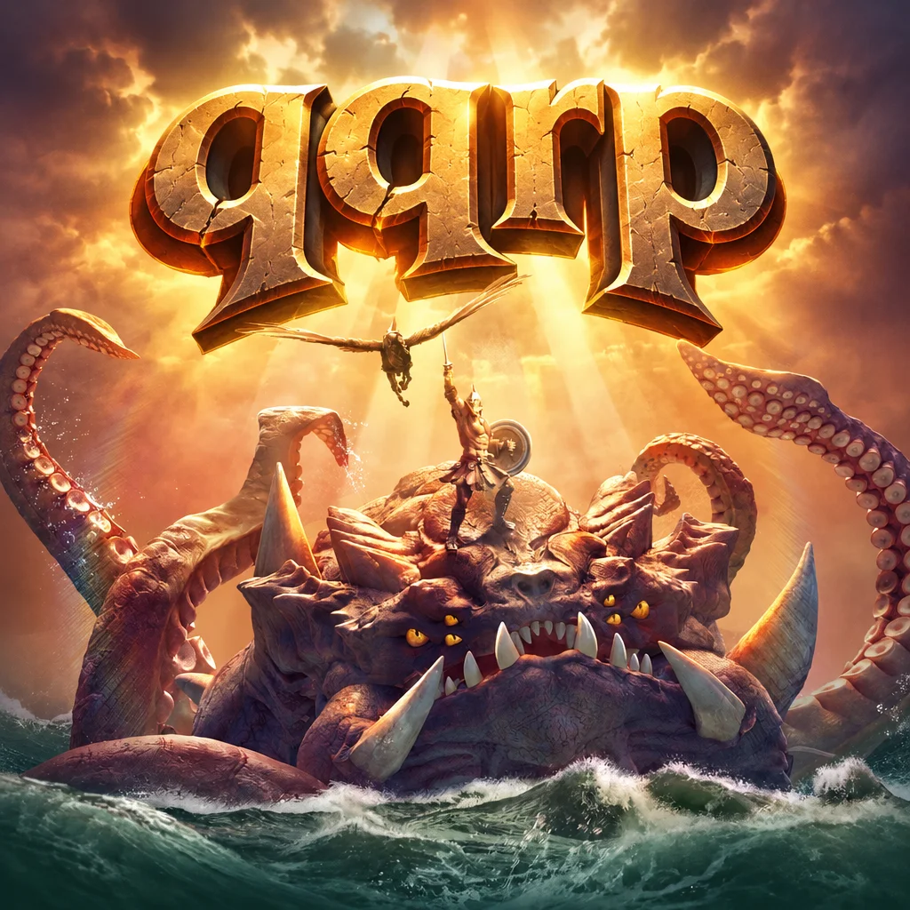 qqrp Legend of Perseus menampilkan ksatria Yunani berhadapan dengan monster laut Kraken